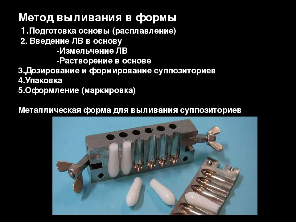 Технологическая схема производства суппозиториев методом выливания. Метод выливания суппозиториев технология изготовления. Формы для выливания суппозиториев. Форма для отливки ректальных свечей. Выливание суппозиториев