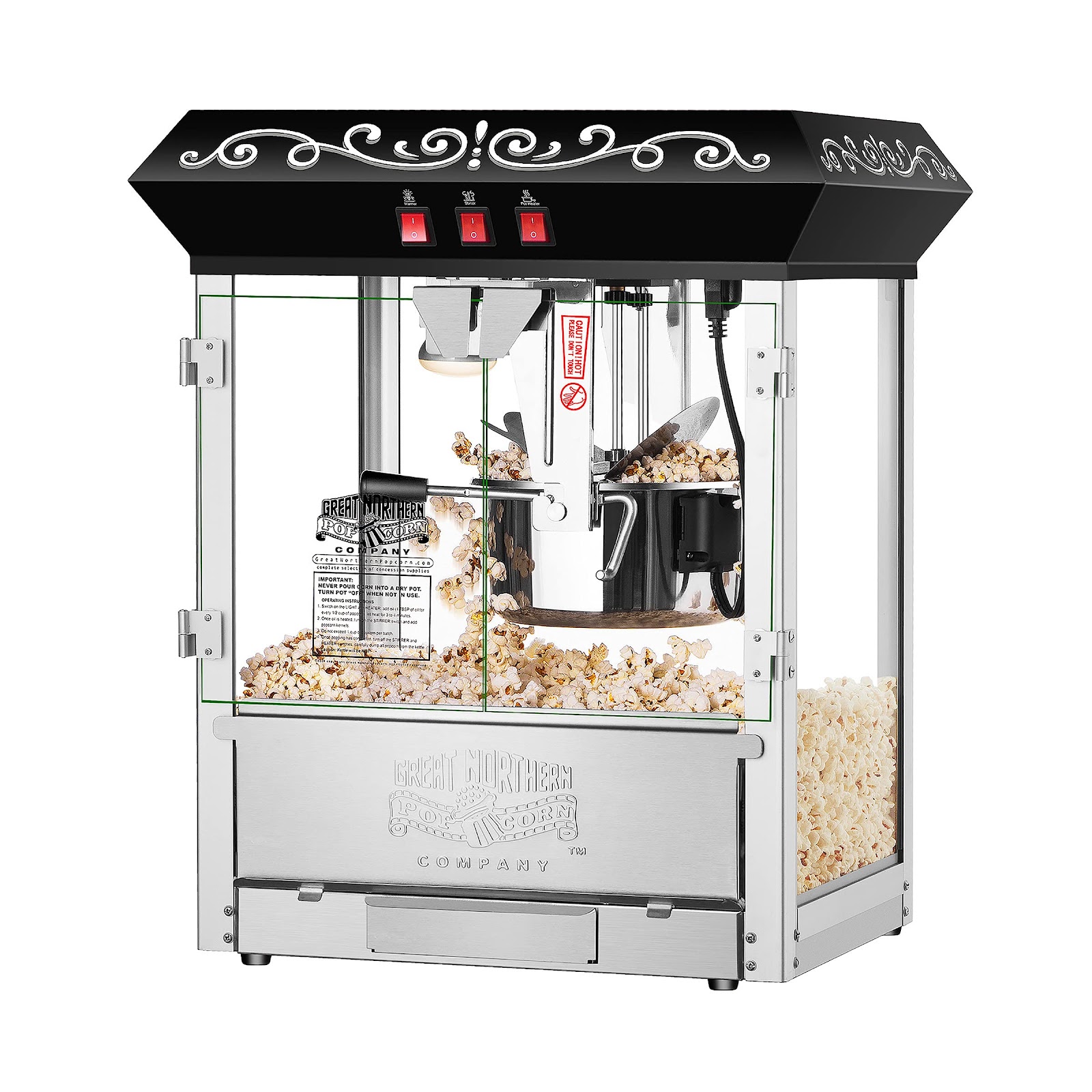 Nostalgia Vintage 8 Ounce Professional Popcorn Cart Makes Up to 32 Cups,  Three Storage Candy & Kernel Dispenser Also for Nuts, Chocolate, Measuring