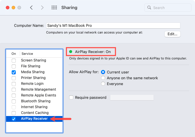 Turning off Airplay on Mac