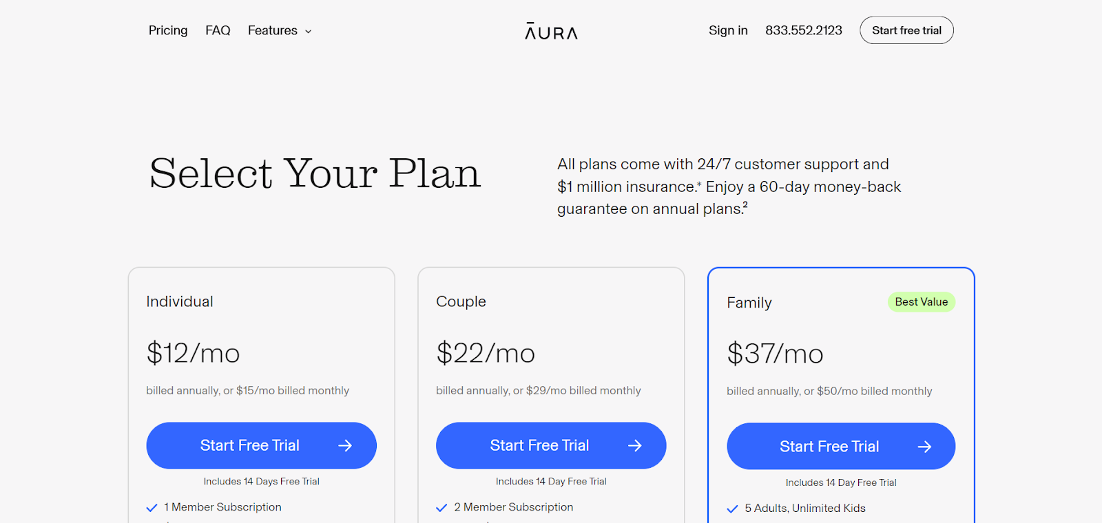 Aura pricing plans