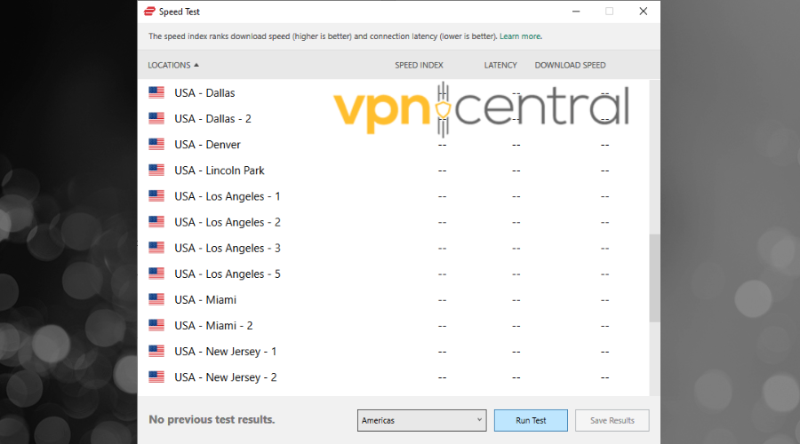 ExpressVPN US server options