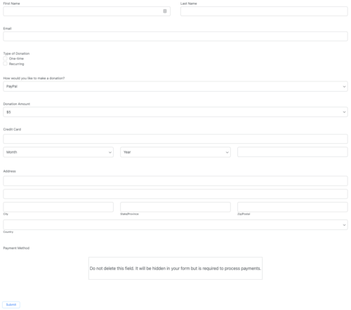 Add a credit card field to your form