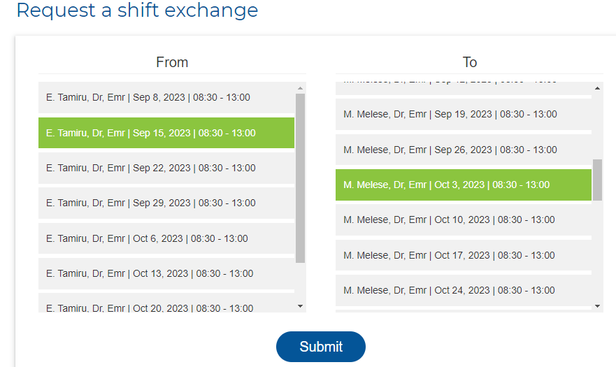 Request Shift Exchanges