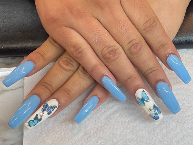 Fly In Sky Butterfly Nail Design