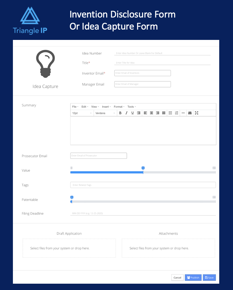 Triangle IP Idea form / invention disclosure form