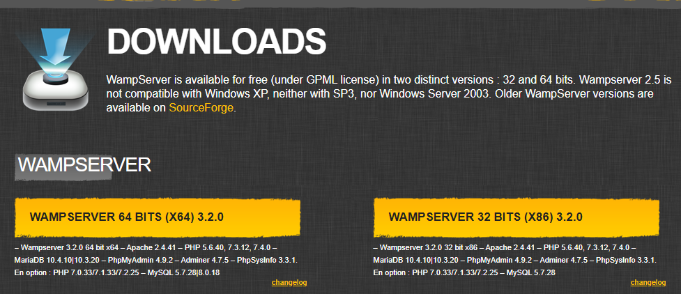 Download the WAMPSERVER