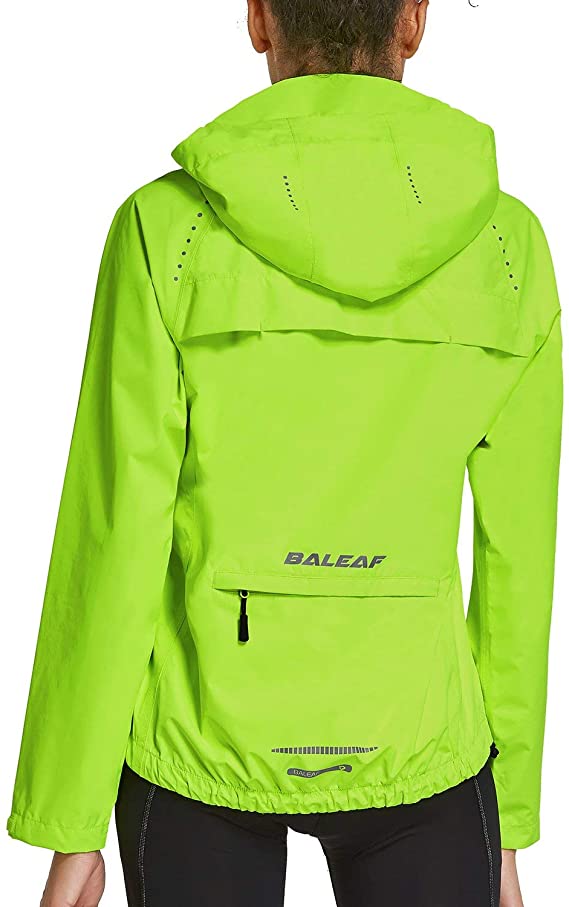 BALEAF Women's Running Rain Jackets Cycling Windbreaker Waterproof Reflective Windproof Spring Coat Golf Hiking Hooded