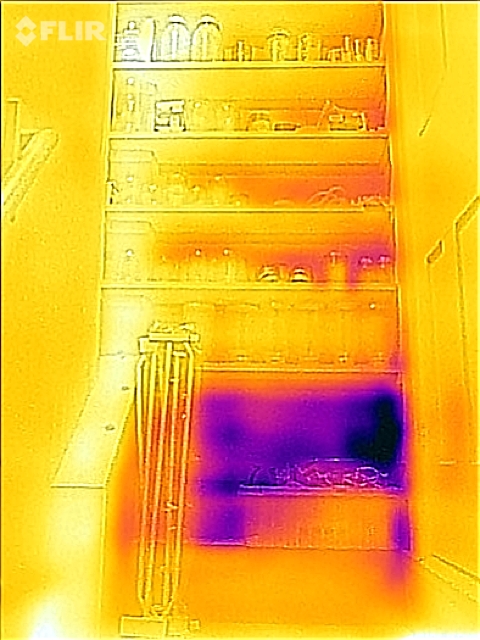 What a missed spot in wall insulation looks like using an infrared camera.