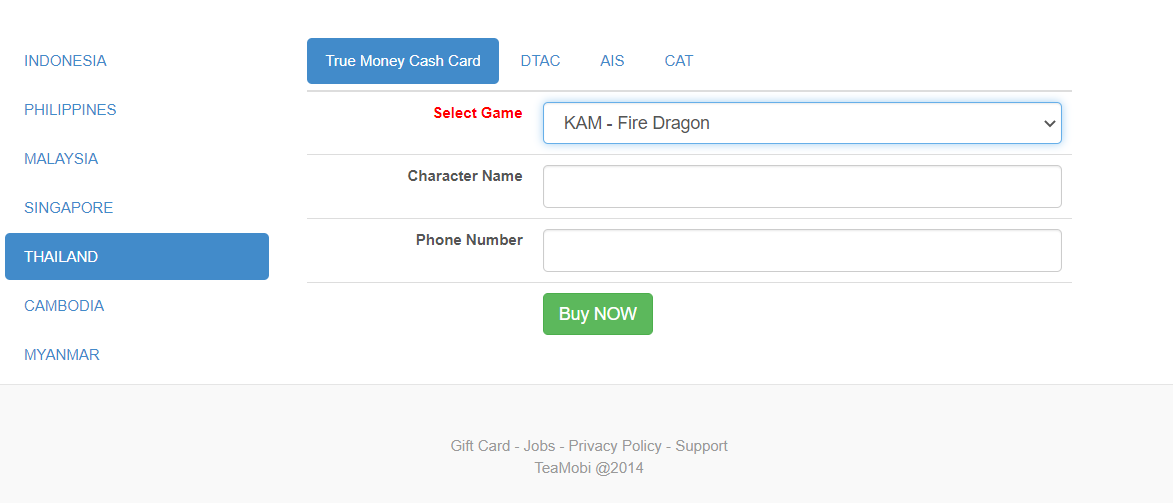 Mua thẻ Truemoney cash card Thái Lan, nạp GEMs các games Avatar World,  Ninja School World, MobiArmy, Knight Age, Avatar Musik... trên TeaMobi  World giá rẻ.