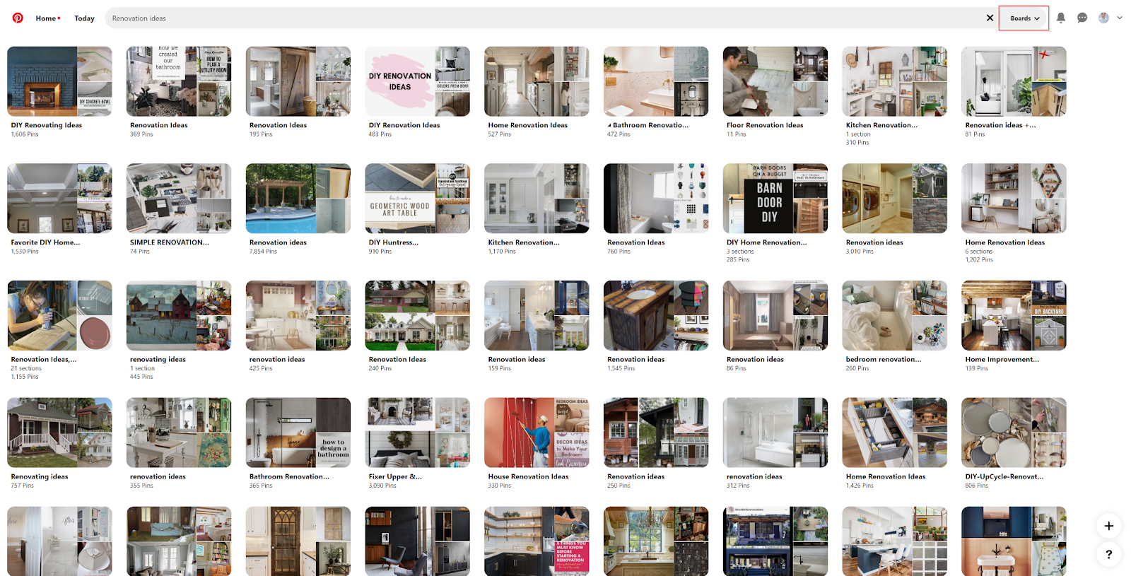 Pinterest Boards for renovation ideas