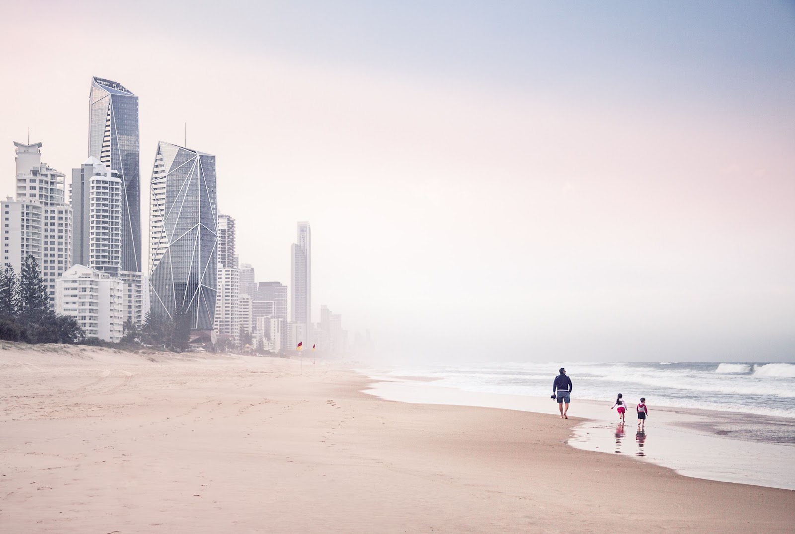 Photoshoot at a beach in Gold Coast with highrise buildings in the background