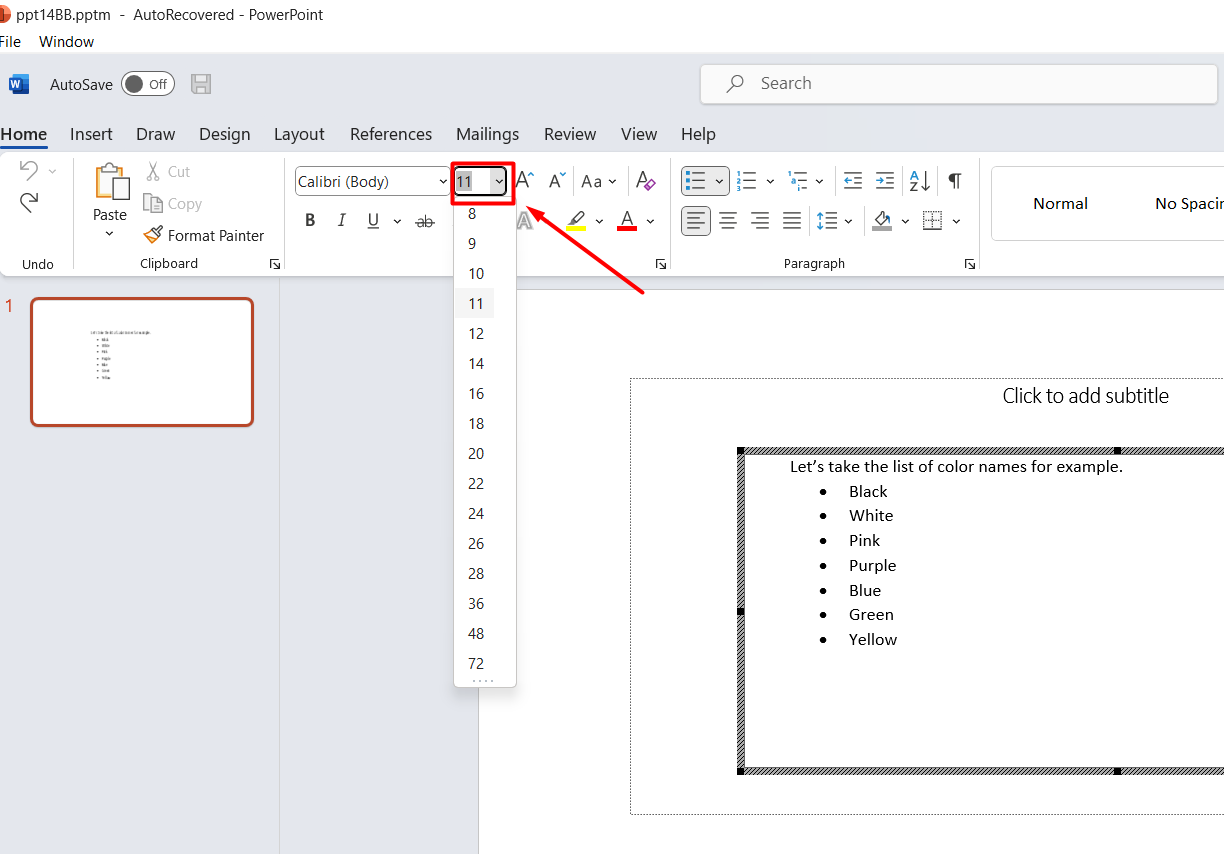 How to copy bullet format from Word to PowerPoint - Pick your preferred size
