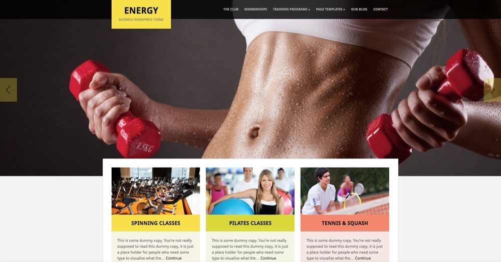Tema WordPress Energy Gym