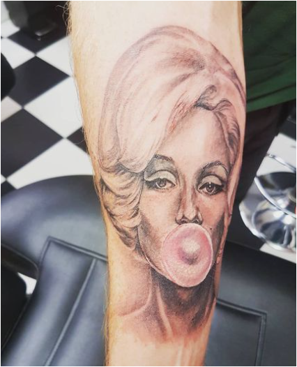 Chewing Marilyn Monroe Tattoo