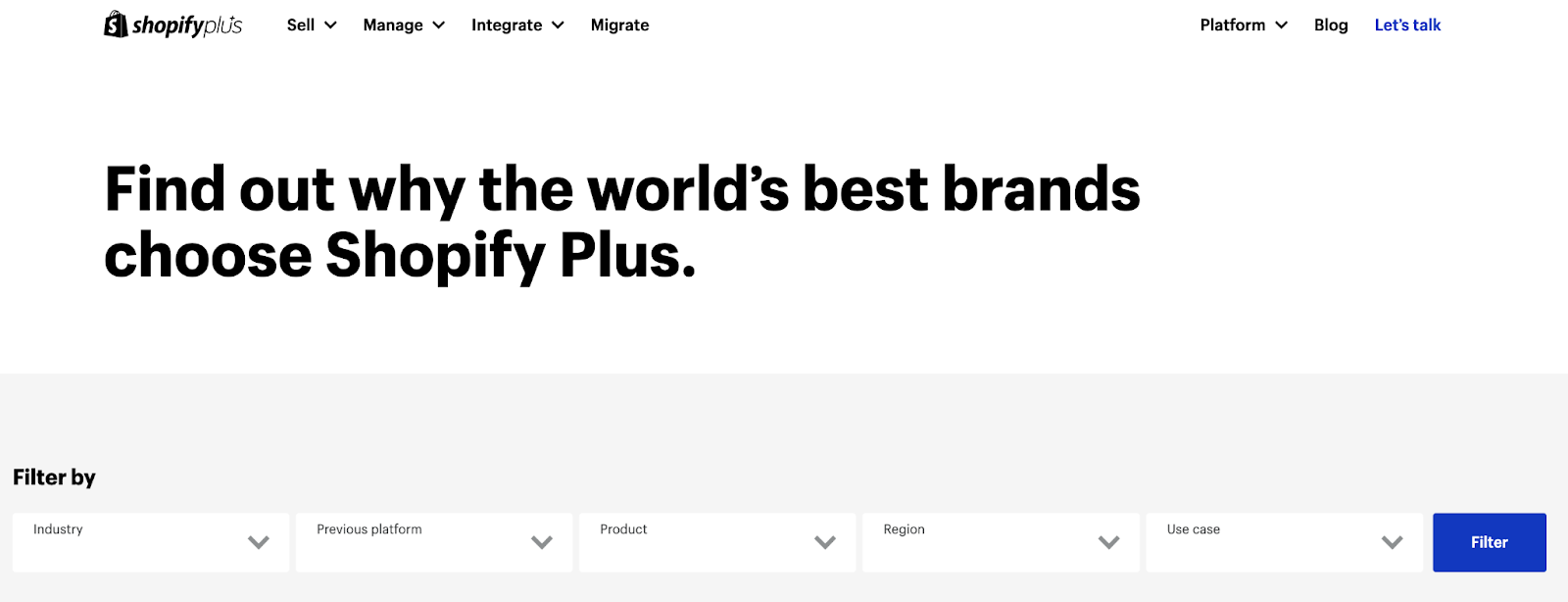 screenshot of ShopifyPlus website