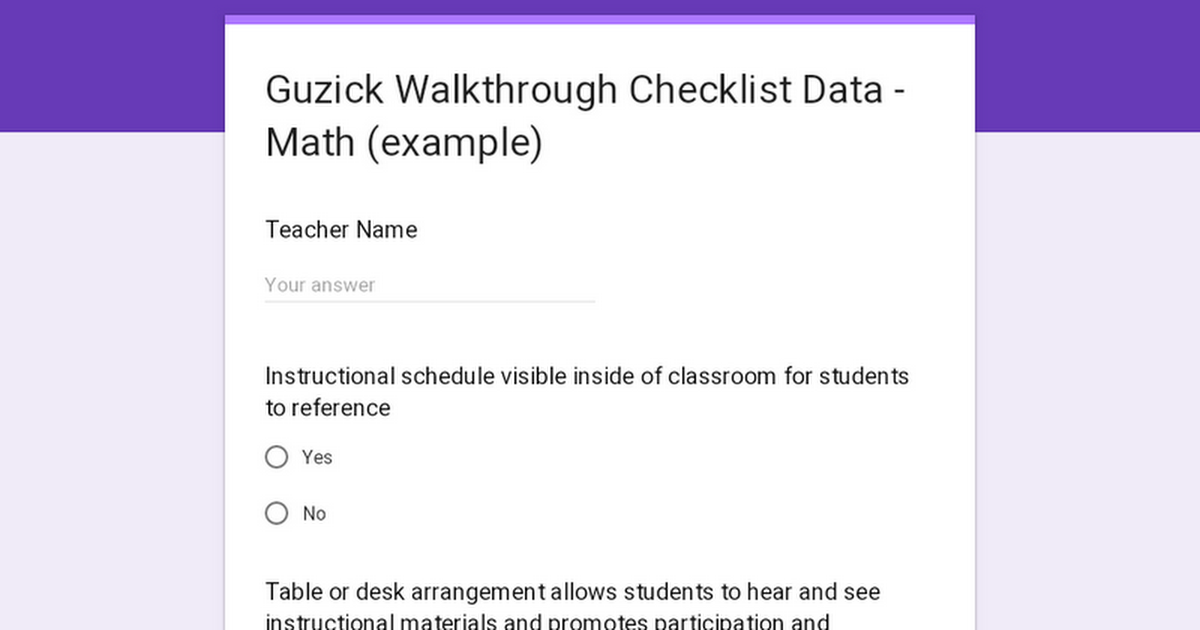 Guzick Walkthrough Checklist Data - Math (example)