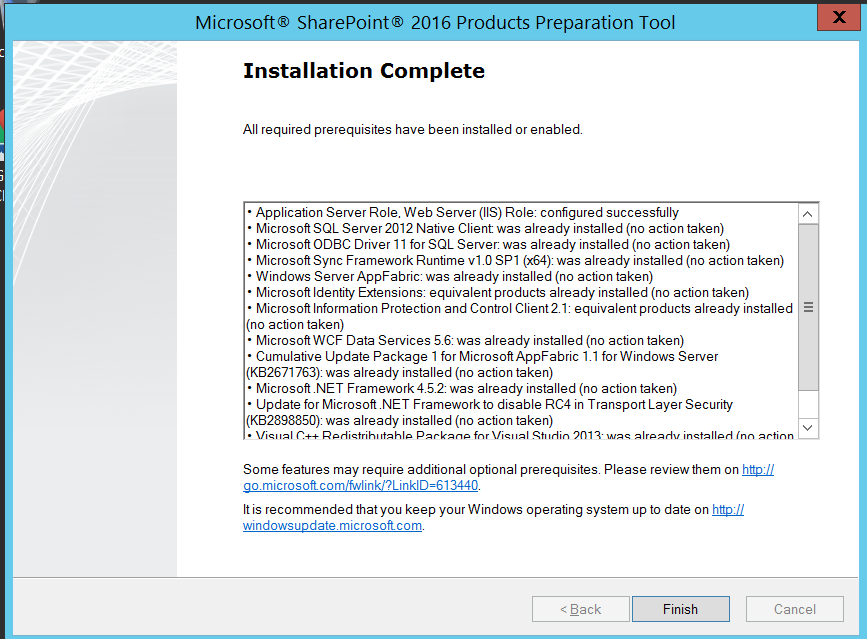 SharePoint 2016 IT Preview Installation Complete