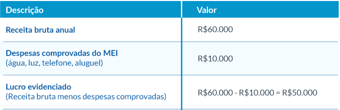 Como fazer um controle de gastos do MEI para declaração de imposto de renda, Receita bruta anual, despesas comprovadas do MEI e Lucro evidenciado.