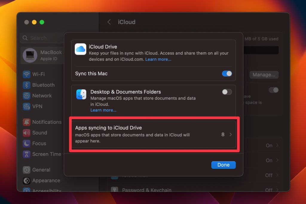 click apps syncing to icloud drive