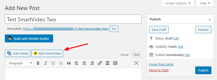 adicionar botão smartvideo no editor clássico