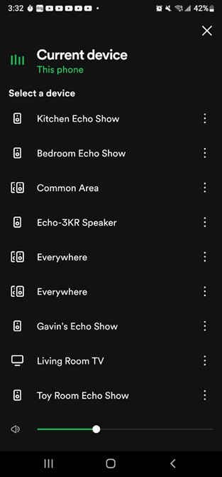 Here, you will see Spotify's list of connected devices, including Alexa powered smart speakers.