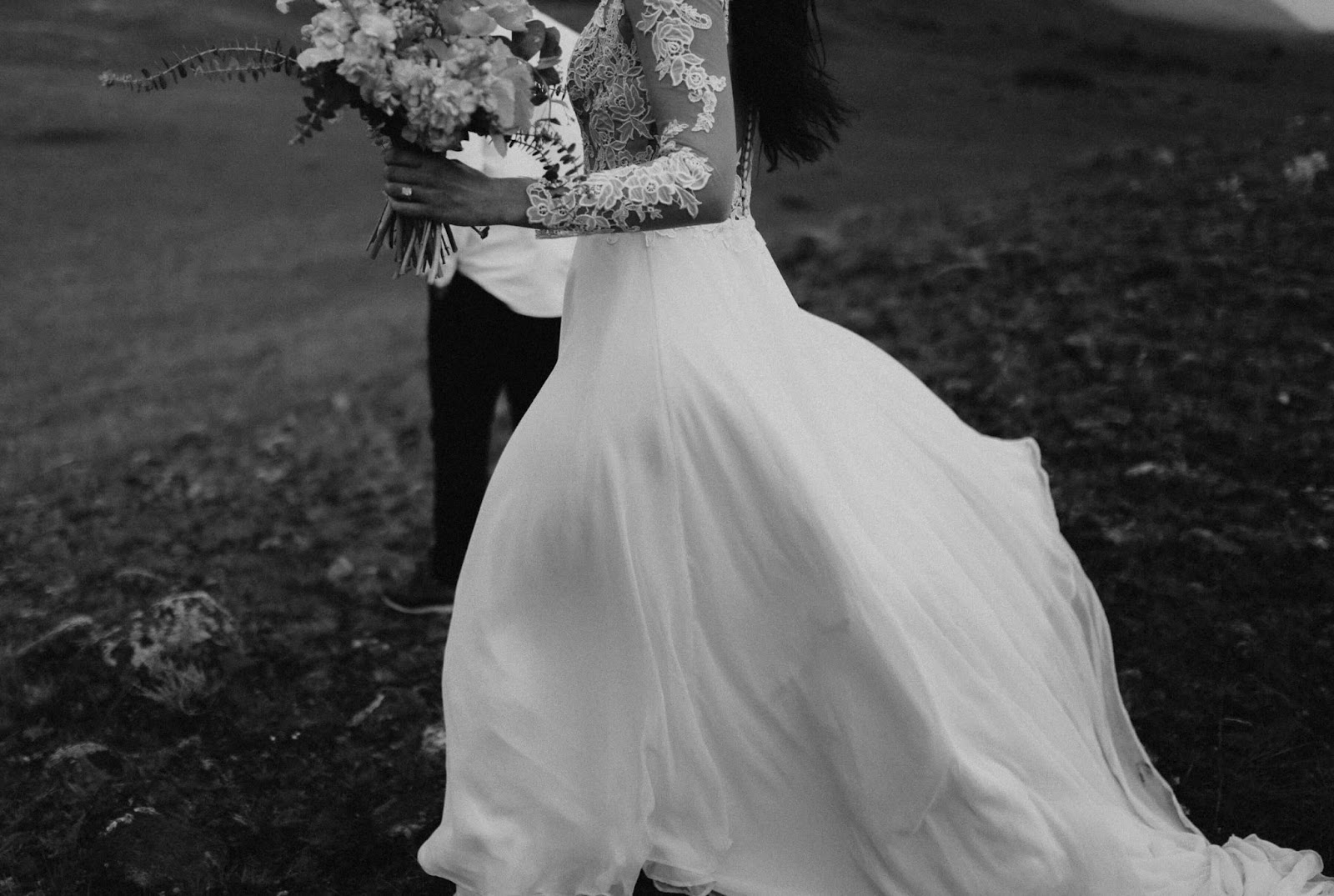 Ireland elopement couple, black and white photo by Among the Pines Photography