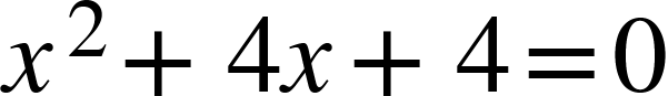 x squared plus 4 x plus 4 equals 0