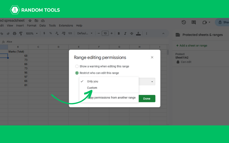 how to lock cells in Google Sheets