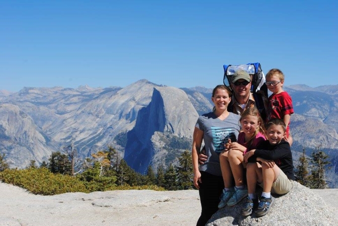 Lizann Lightfoot with her husband and their three kids at Yosemite. 