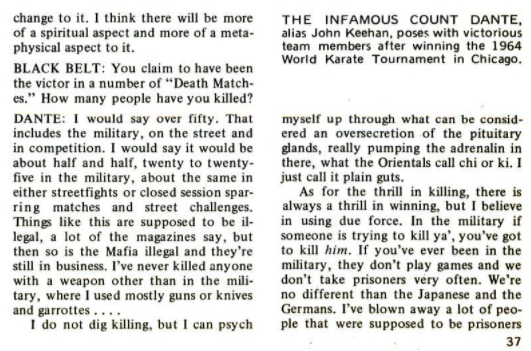 1976 Black Belt Magazine article "Count Dante’s Inferno"