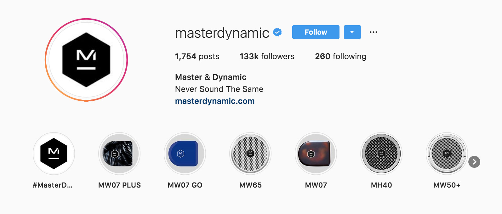 How to write instagram bio - masterdynamic 