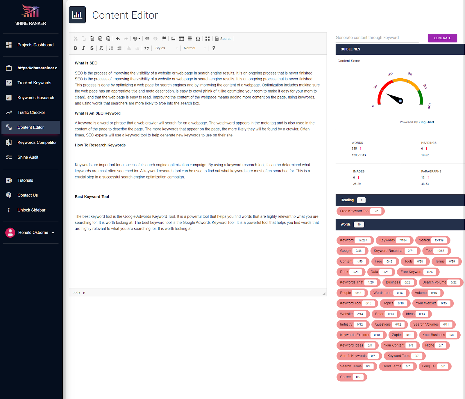 shineranker ai generator tool