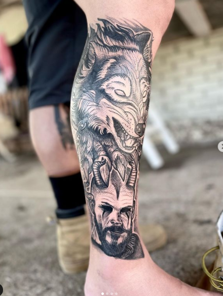 Devil Wolf Tattoo Design On Leg