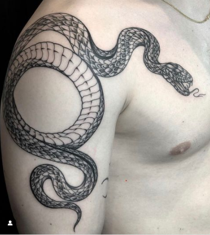 Shoulder Snake Tattoo For Men