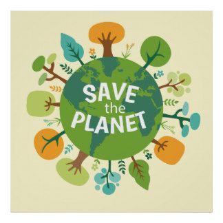 Save the Planet Earth Illustration Poster | Earth illustration ...
