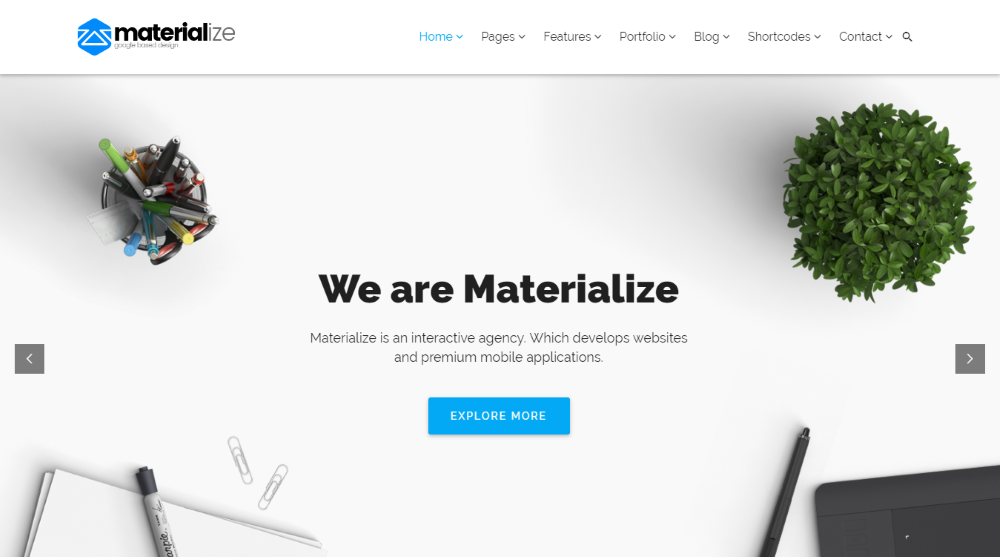 Materialize Material Design Tema WordPress Multiuso