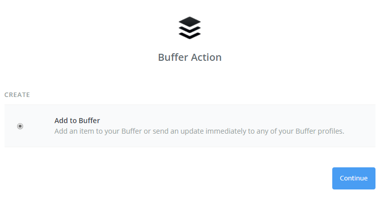 Adding to Buffer as an action in Zapier.
