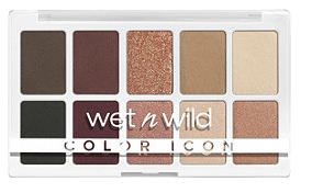 wet n wild color icon shadow palette 5 pan walking on eggshells and 10 pan nude awakening on white background
