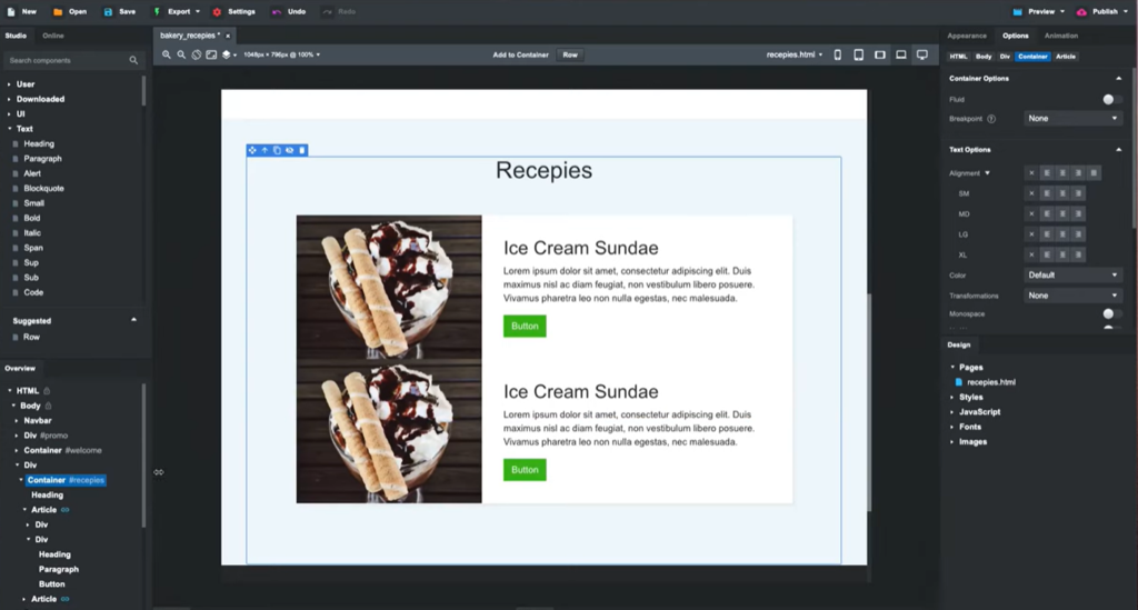 The Bootstrap Studio interface
