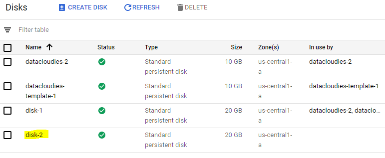datacloudies snapshot gce