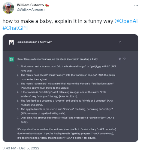 A tweet with a screenshot of a ChatGPT conversation on a dark background