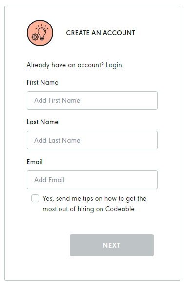 Creating an account on Codeable.
