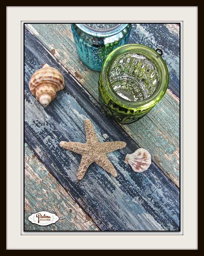 Coastal Table With Faux Plank Boards & Saltwash