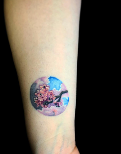 Cherry Blossoms Unique Circular Tattoo Designs