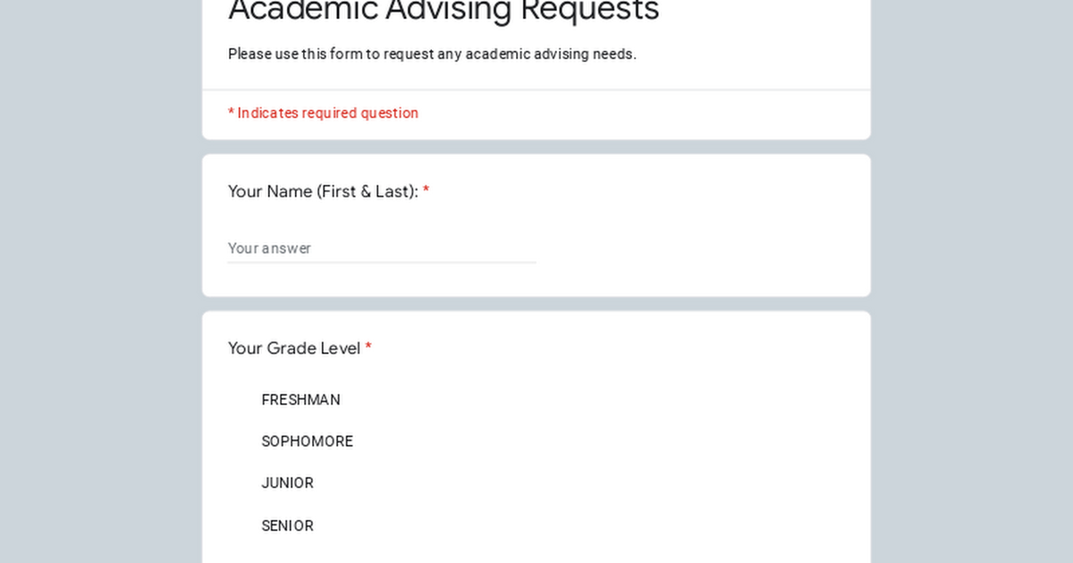 Academic Advising Requests