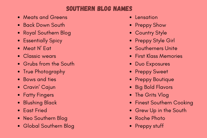 Southern Blog Names