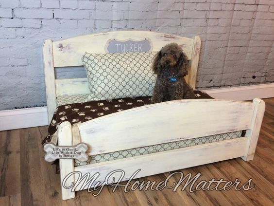 Show your pooch just how much you care by transforming your sleigh bed into this cozy bed for him.