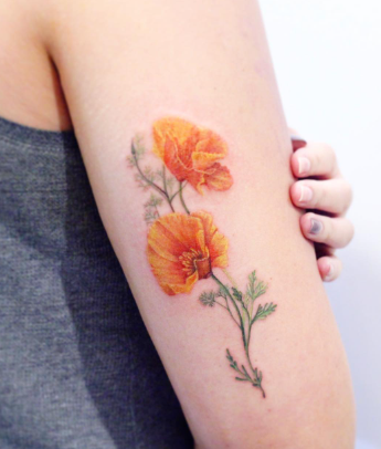 A Beautiful Golden California Poppy Tattoos