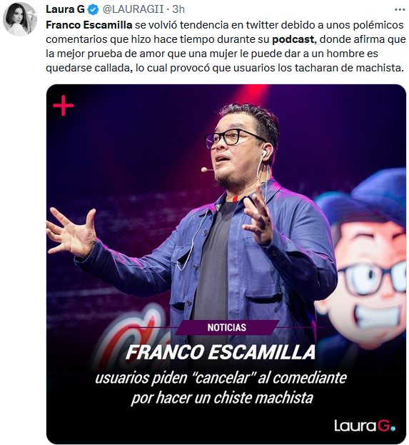 Piden cancelar podcast de Franco Escamilla por comentarios machistas -  Claro y Directo MX