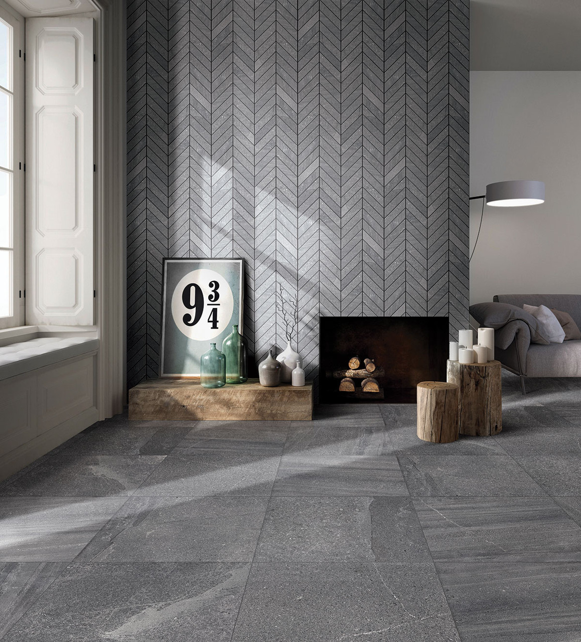 Shell Dark Arrow Mosaic Feature Wall